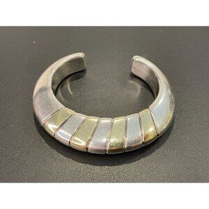 Signed Brian Bergner Sterling Silver Cuff Modernist Bracelet